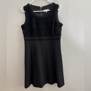 Nanette Lepore Black Sleeveless Fit and Flare Lace Bodice Mini Dress Size 8